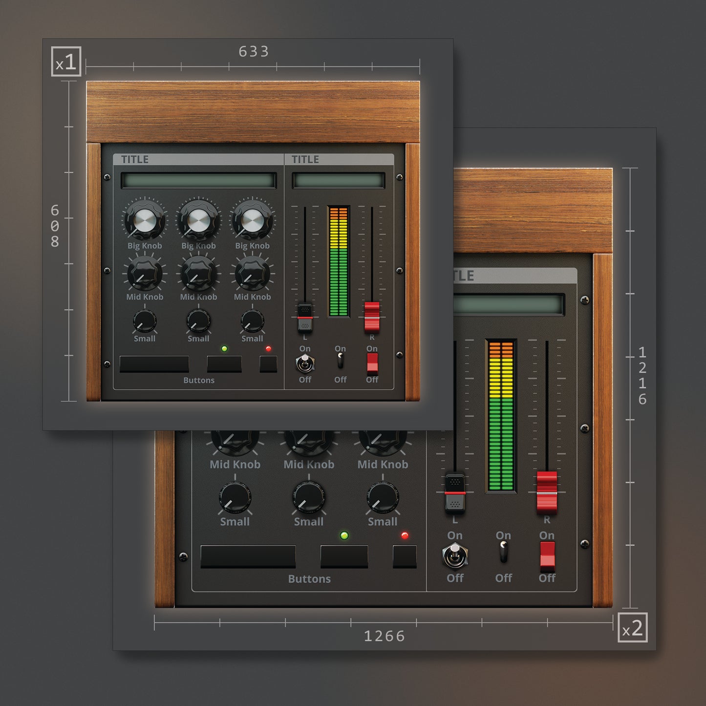 2 resolutions of Moog styled UI template