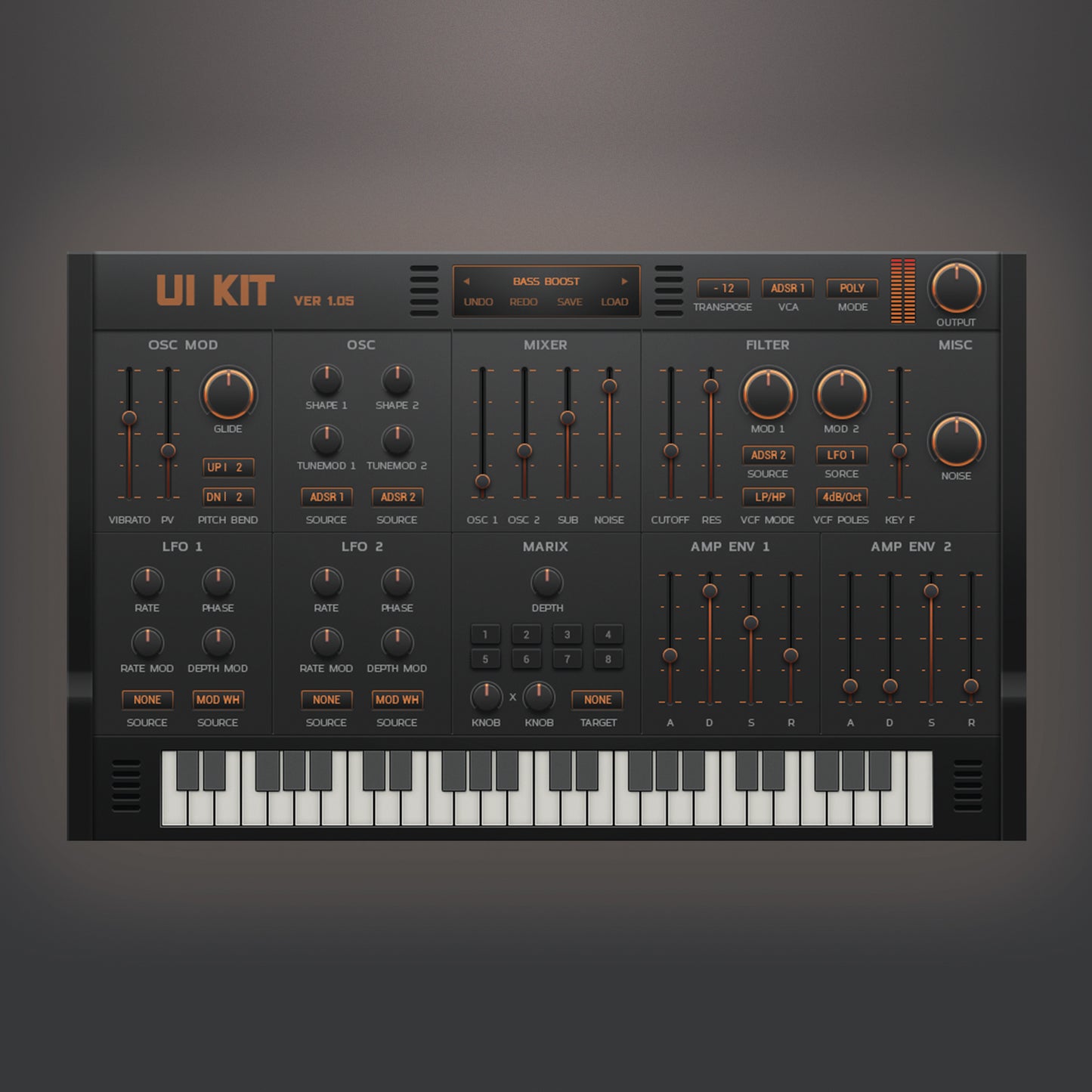 Synthesizer audio UI