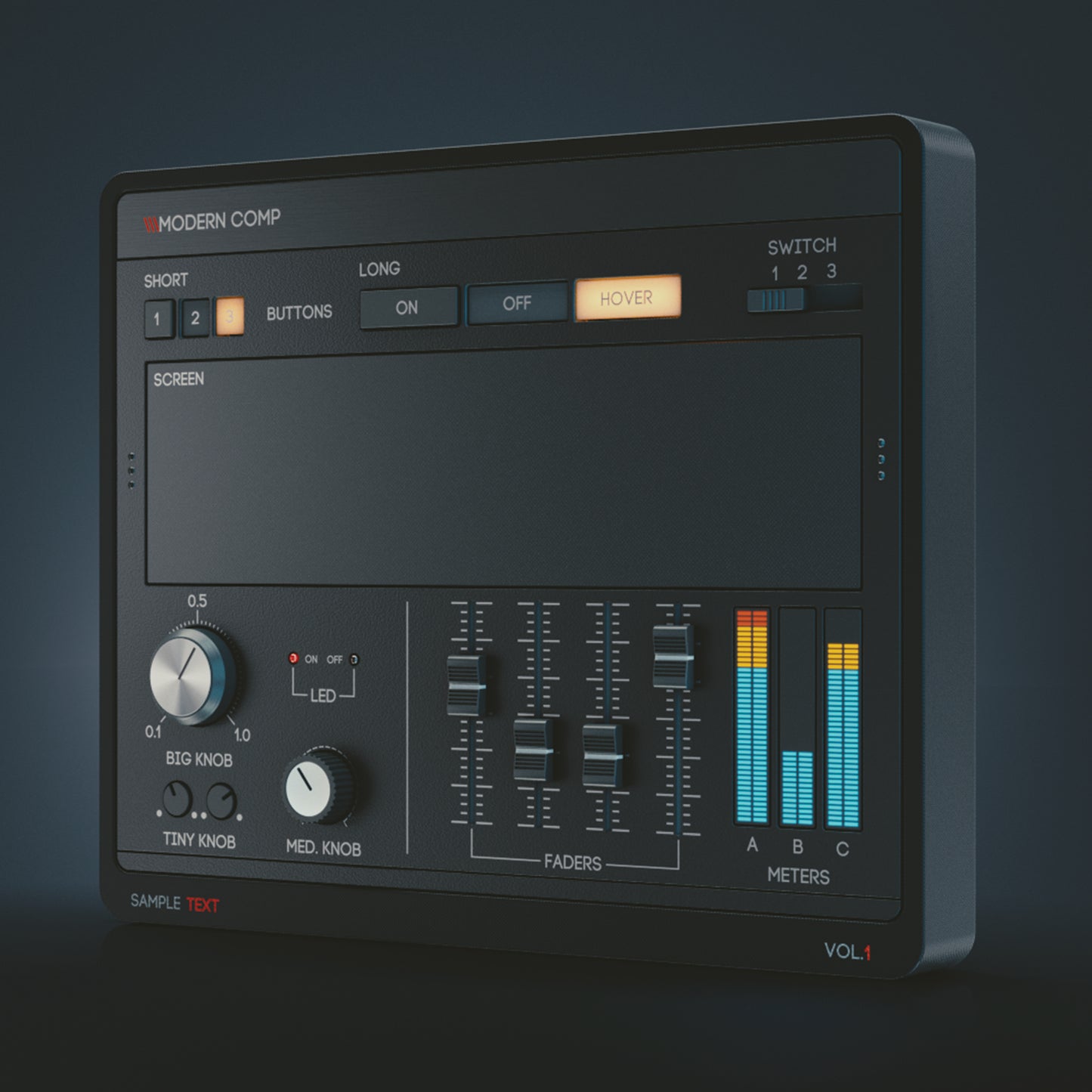 Dark Modern PSD UI Kit for audio plugin