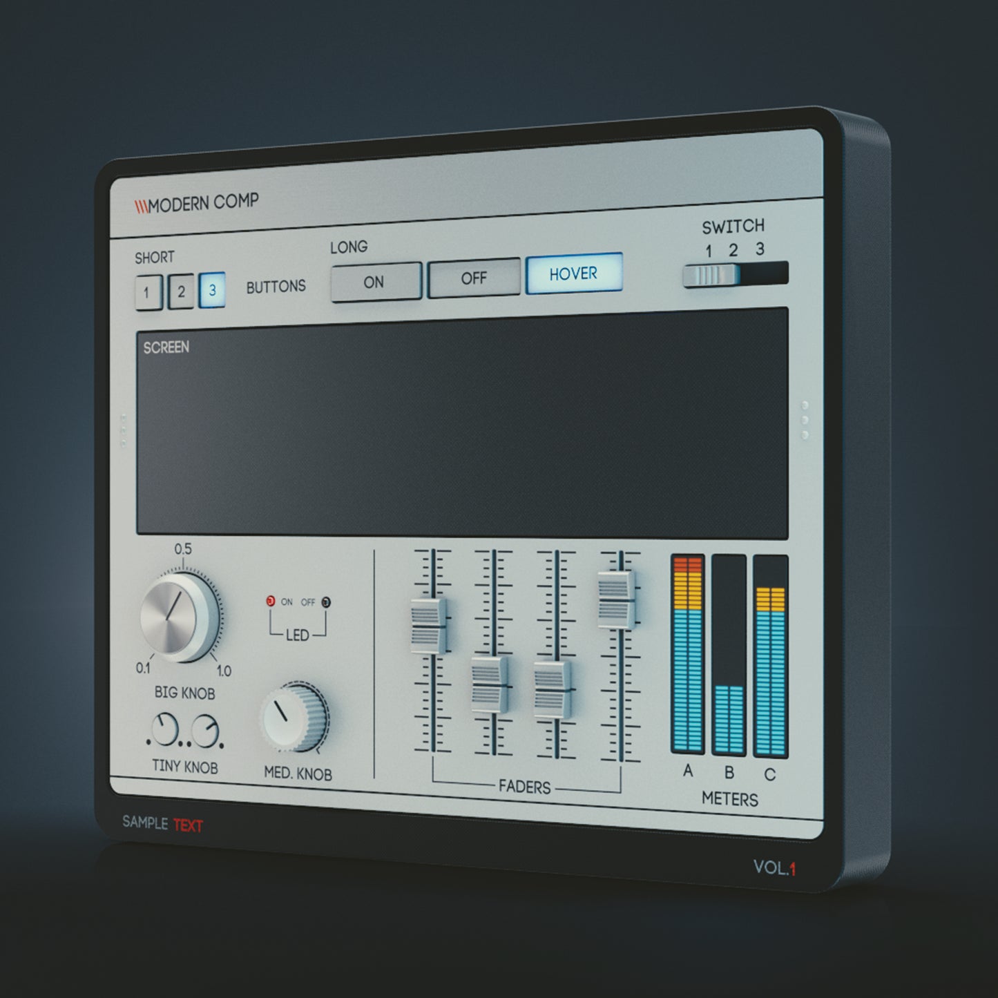 Light modern psd ui kit for audio app