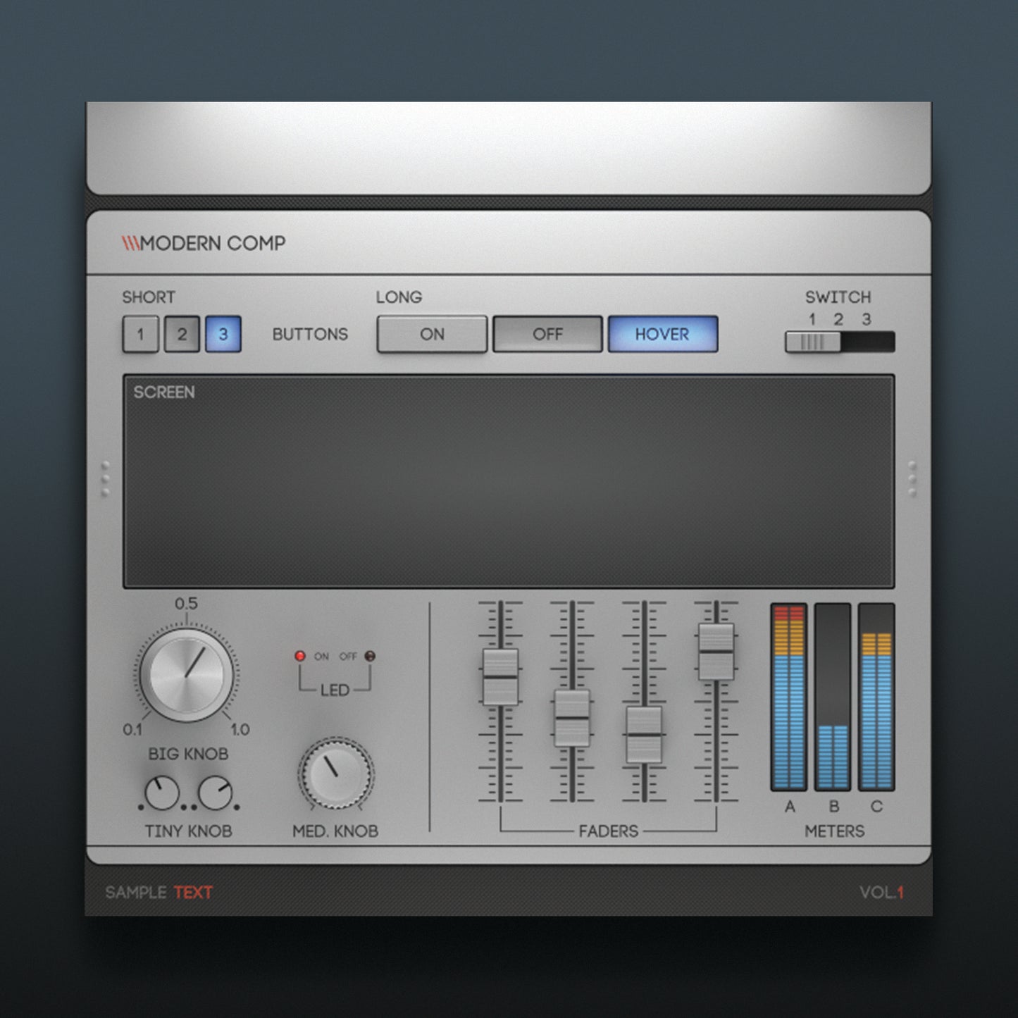 silver ui psd knob kit for vst audio plugin