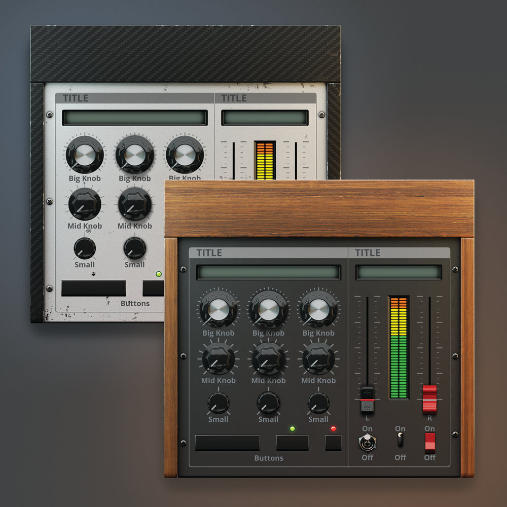 light and dark wood color version of analogue synth ui kit