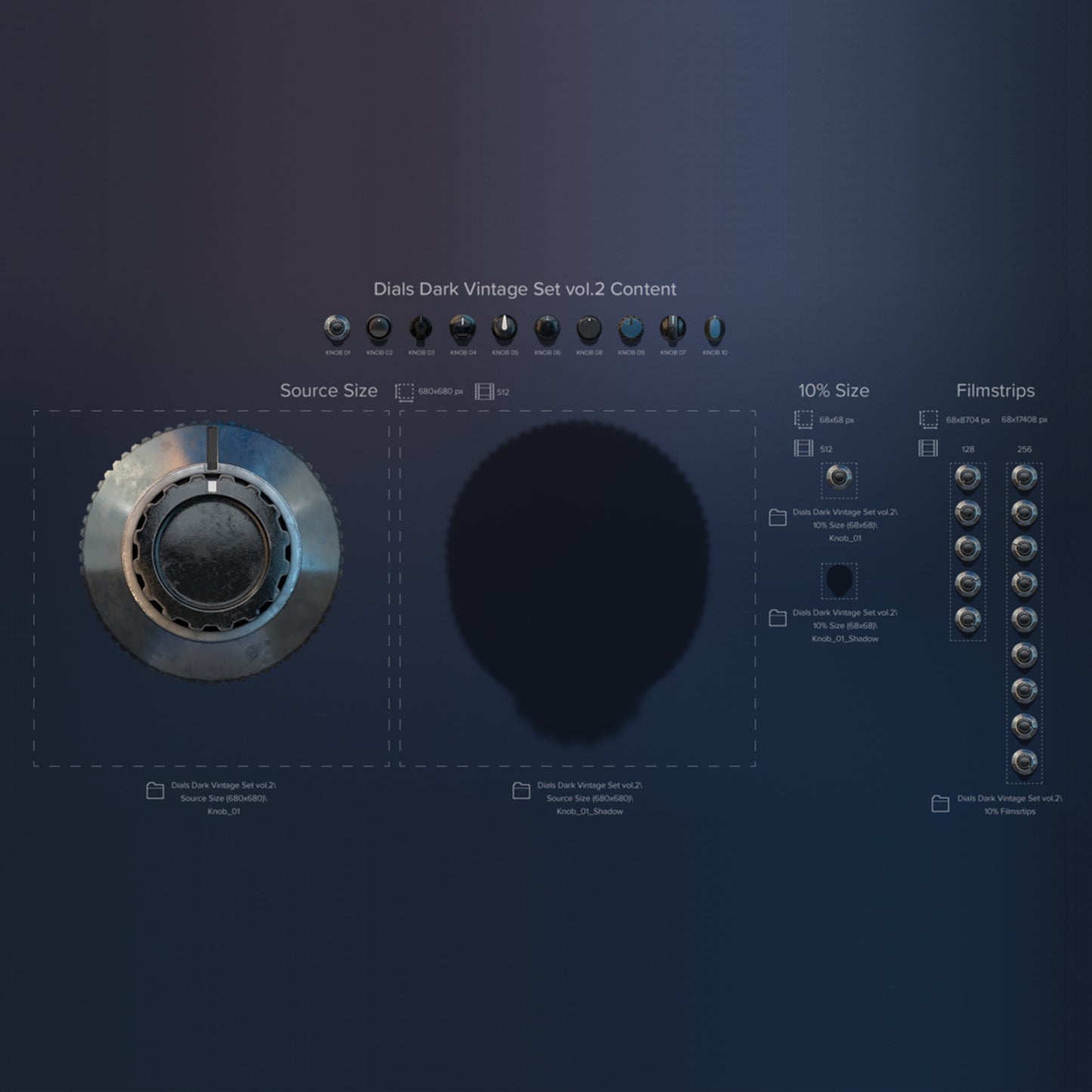 Vintage knobs set resolution sample
