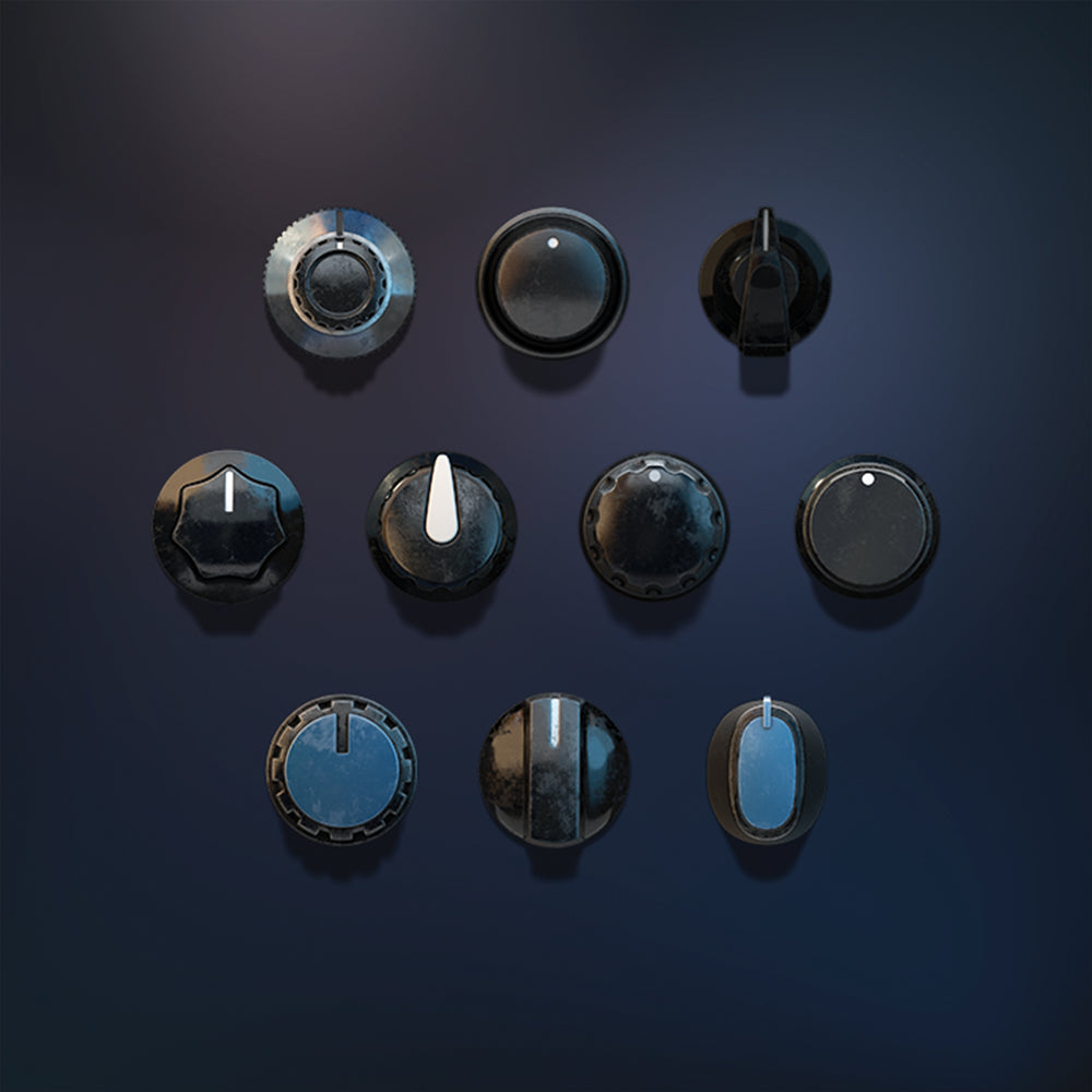 3D vintage knobs audio set