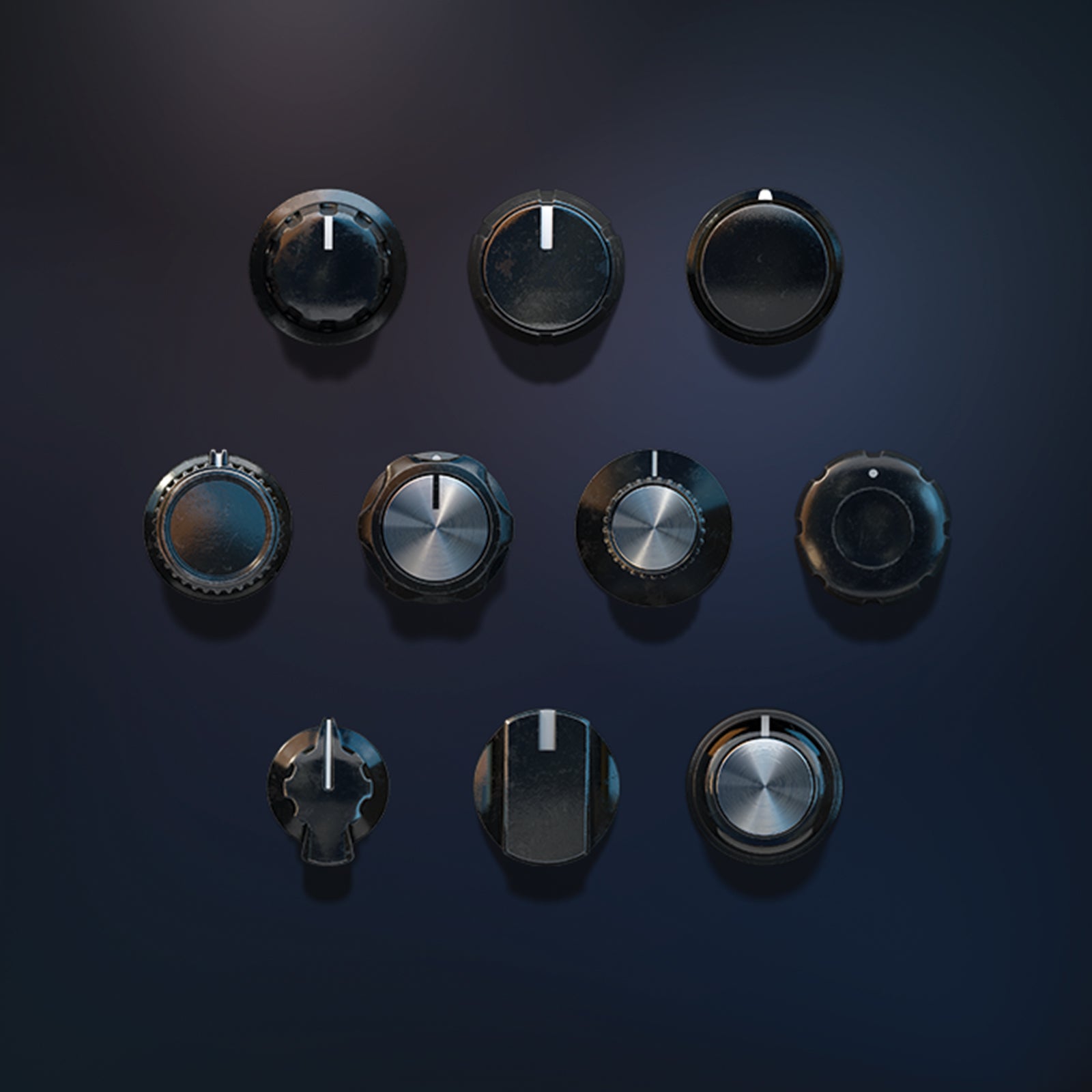 3D vintage knobs  set