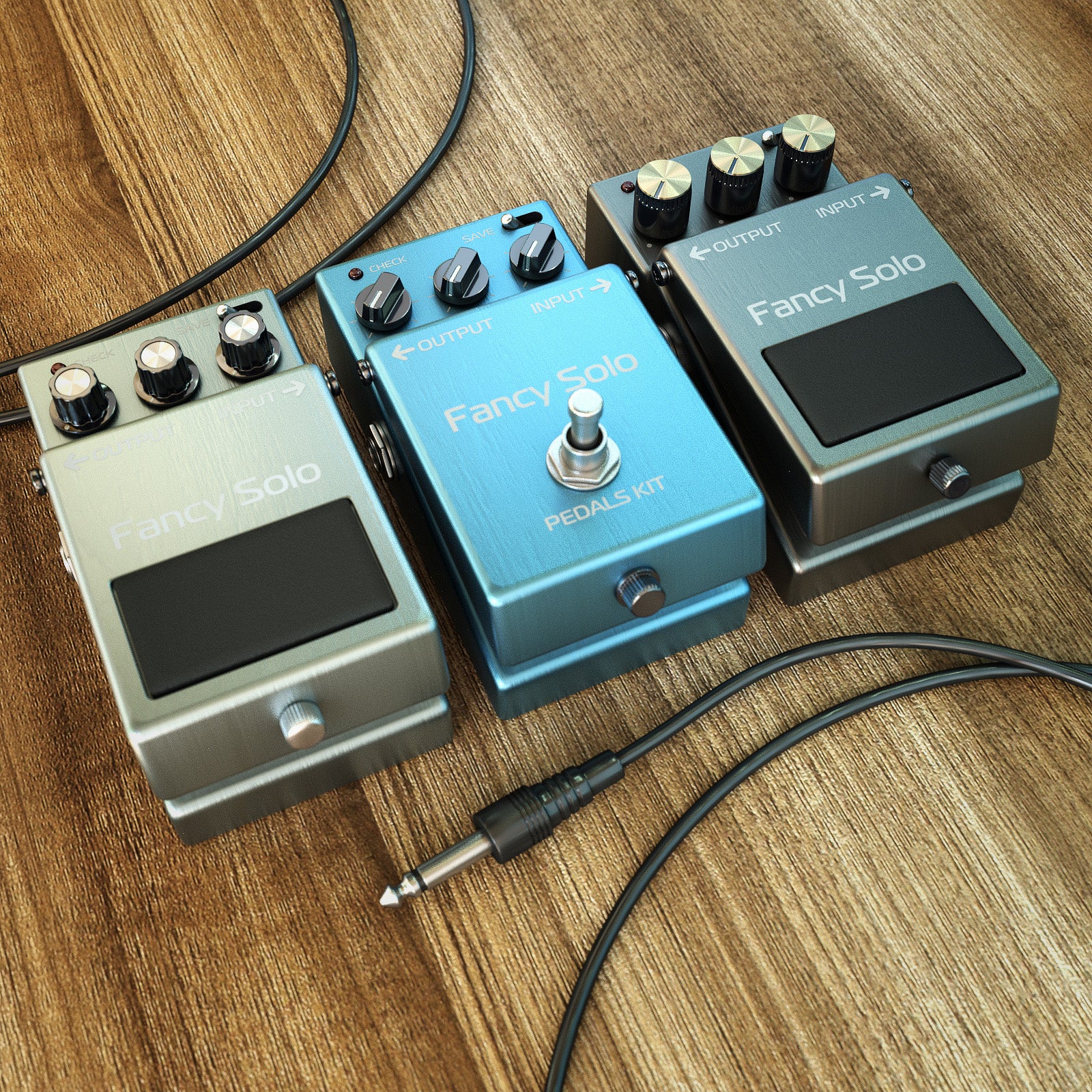 Steel guitar pedals Ui for audio device 3D models