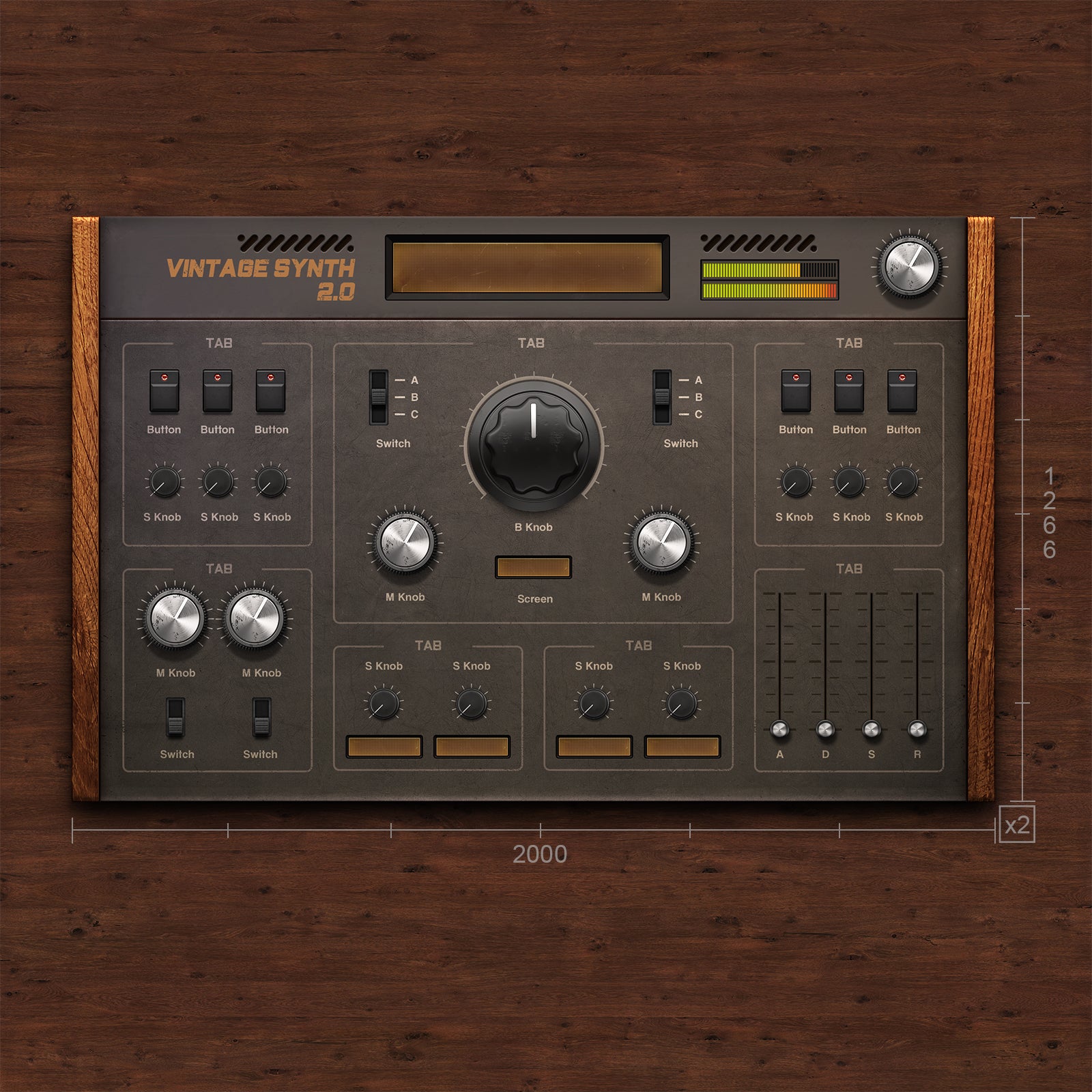 Vintage Synthr template for audio device for VST